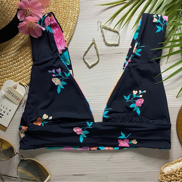 Billabong ☀️ Floral Reversible Tropical Plunge Bikini Top - Picture 10 of 16